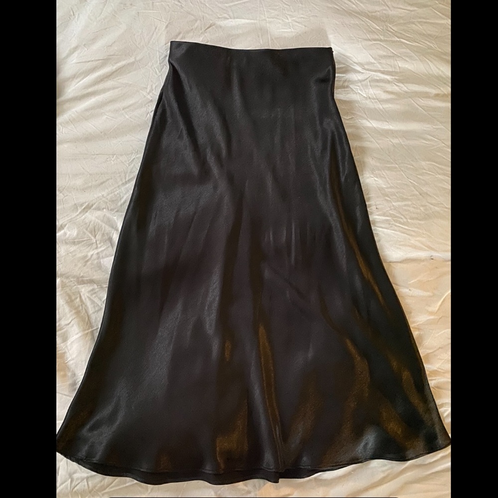 Black slip midi skirt